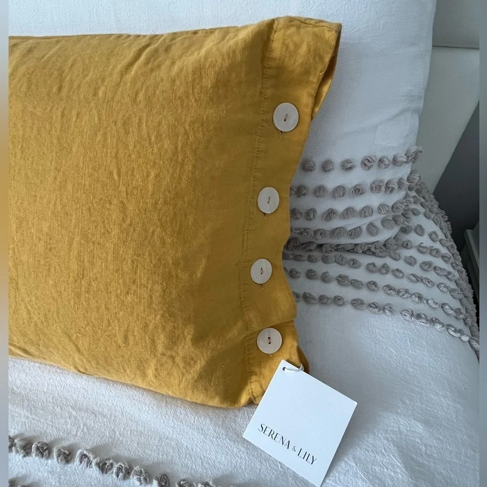 Serena & Lily 100% Linen Boothbay Sunflower 14”x40” Pillow Cover NWT Coastal